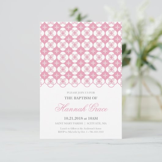 Doop Uitnodiging - Baby Meisje Custom Uitnodiging (Staand voorkant)