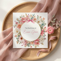 Doop Uitnodiging Roze Bloem Elegant
