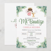 Doop uitnodiging Spaans meisje groen (Voorkant / Achterkant)