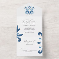 Doop Uitnodigingen met RSVP Card Dusty Blue Cres