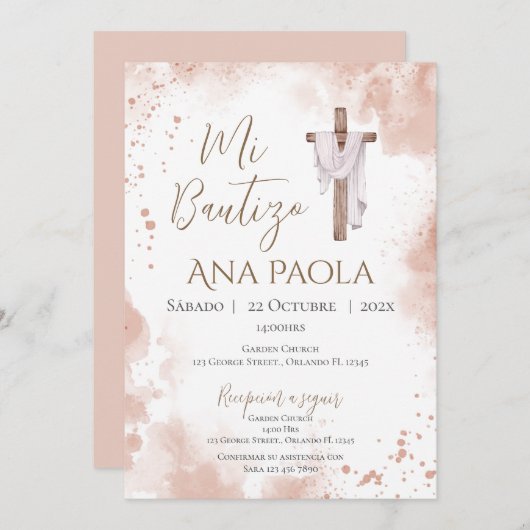 Doop van Boho-meisje Kaart (Voorkant / Achterkant)