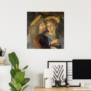 Doop van Christus engelen door Leonardo da Vinci Poster