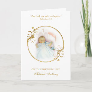 Doop van een godkind Baby Jongen Doop Zegen Kaart