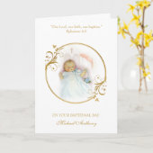 Doop van een godkind Baby Jongen Doop Zegen Kaart (Gele Bloem)
