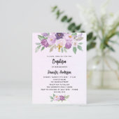 Doop violette bloemen groen kruis uitnodiging briefkaart (Staand voorkant)