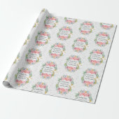 Doop Voeg naam & datum Cross Dove Flowers Cadeaupapier (Uitgerold)
