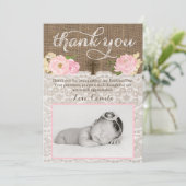 Doop voor doop rustieke foto Dank u kaart (Staand voorkant)