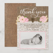 Doop voor doop rustieke foto Dank u kaart (Voorkant / Achterkant)