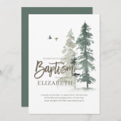 Doop voor haar | Waterverf dennenbomen Kaart (Voorkant / Achterkant)