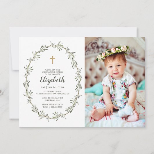 Doop voor haar Waterverf groen gebladerte Kaart (Voorkant)