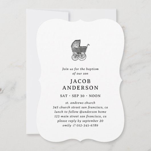 Doop voor hem Classic Elegant Baby Buggy Kaart (Voorkant)