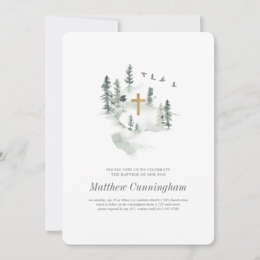 Doop voor hem | Moderne Elegante Botanische Foto Kaart (Voorkant)