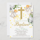 Doop Waterverf Angels Gold Glitter Invitation Kaart (Voorkant)