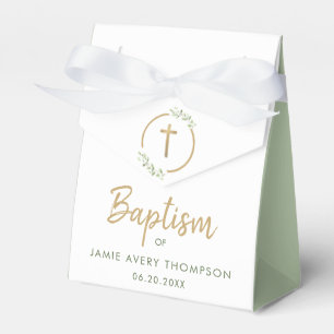 Doop Waterverf Groene krans gouden kruis Custom Bedankdoosjes