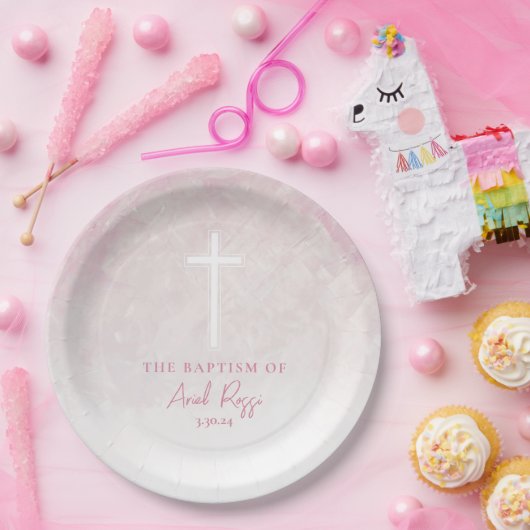 Doop Waterverf Pastel Roze Papier Borden Papieren Bordje (Feest)