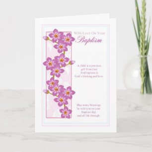 Doop wenskaart met roze bloemen kaart