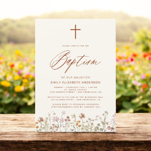 Doop Wildflower Script Neutraal Beige Kaart