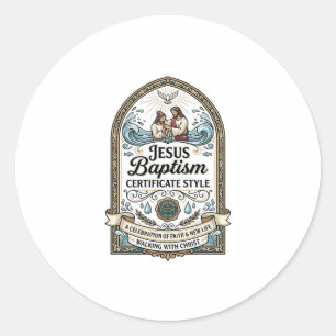 Doopcertificaat Jezus Stijl Jezus Doop Cert Ronde Sticker