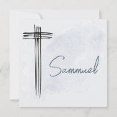 Doopdoop Blauw Wassen Modern Cross Kaart (Achterkant)