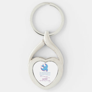 Doopduif voor volwassenen op blauw sleutelhanger