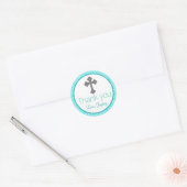 Doopend Turquoise Label Cross Baptism Favor (Envelop)