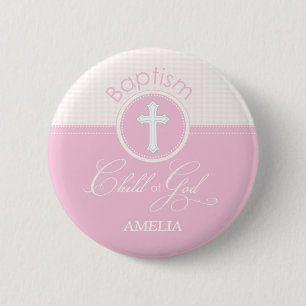 Doopfeest Cadeaus Roze, Rond Ronde Button 5,7 Cm