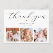 Doopfeest Eenvoudig Modern Chic Script Foto Bedank Briefkaart (Voorkant)