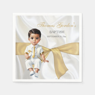 Doopfeest voor baby jongen wit en goud servet