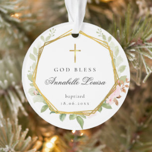 Doopfoto Gouden Kruis Ornament