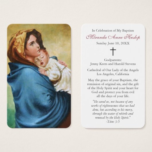 doopgebed | Madonnina Visitekaartje (Voorkant /achterkant)