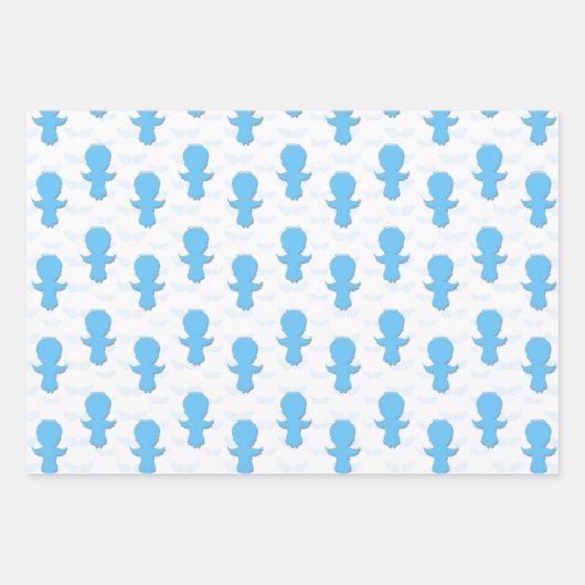 doopkapel blauwe duif engel kerk inpakpapier vel (Voorkant)