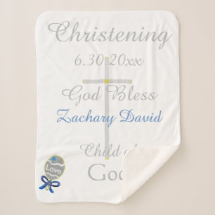 Doopkruis Jongen Blauw Star Rattle Medium Sherpa Deken