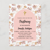 Dooppampas bloemen roos goud roze meisje uitnodiging briefkaart (Voorkant)