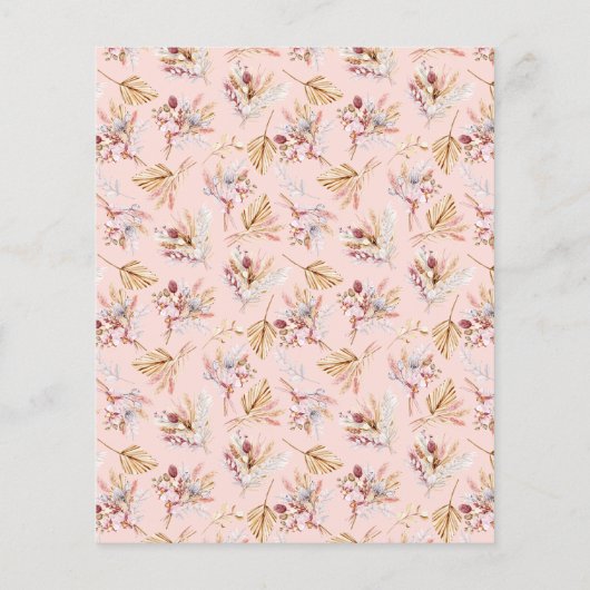 Dooppampas florals roos begrotingsuitnodiging flyer (Achterkant)