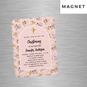 Dooppampas florals roos gouden uitnodiging magneet