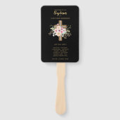 Doopprogramma Fan - Bloemkruis Zwart Goud Handwaaier (Voorkant)