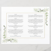 Doopprogramma Greenery Gold Cross (Achterkant)