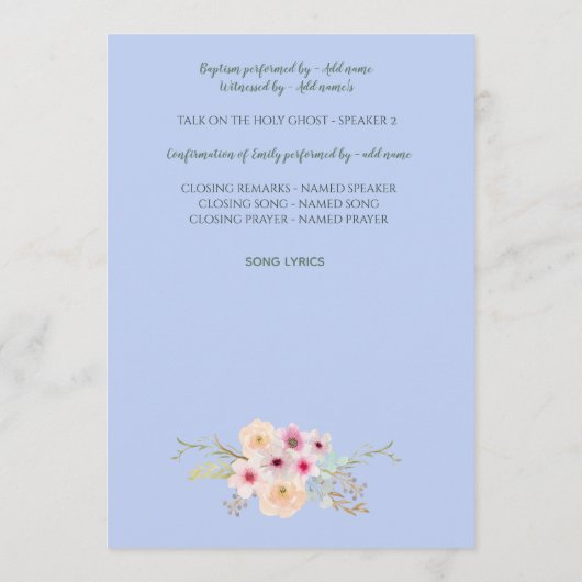 DOOPPROGRAMMA Jongens - Bloemenkruis Programma (Achterkant)