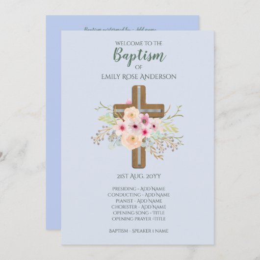 DOOPPROGRAMMA Jongens - Bloemenkruis Programma (Voorkant / Achterkant)