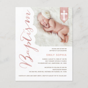 Doopscript Shiny Blush Photo Invitation Kaart