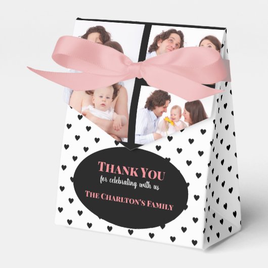 doopsel 3 secties aangepaste foto harten bedankdoosjes (Voorkant Zijde)