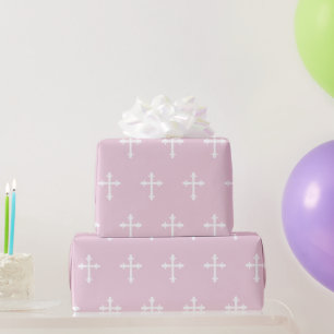 Doopsel doopkruis bevestiging meisje roze cadeaupapier