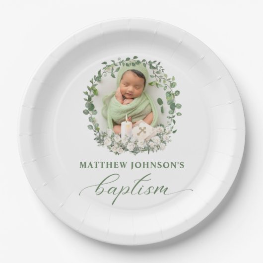 Doopsel doopsel Foto Rozen Bloemen Papieren Bordje (Voorkant)