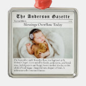 Doopsel Foto Keepsake Krant Metalen Ornament (Voorkant)