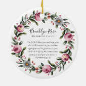 Doopsel Gebed Floral Keepsake Keramisch Ornament (Achterkant)