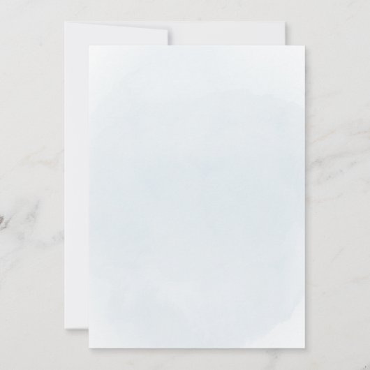 Doopsel grijs blauw waterverf loof kruis kaart (Achterkant)