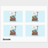 Doopsel Jongen Noah's Ark, schattige dieren gepers Rechthoekige Sticker (Vel)