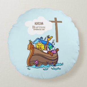 Doopsel Jongen Noah's Ark, schattige dieren gepers Rond Kussen
