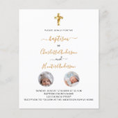 Doopsel tweeling witte foto uitnodiging (Voorkant)