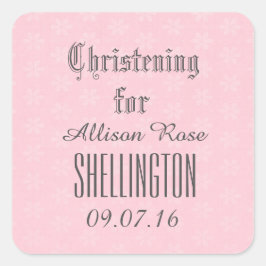 Doopsel voor Meisje PINK Tiny Flowers V04 Vierkante Sticker